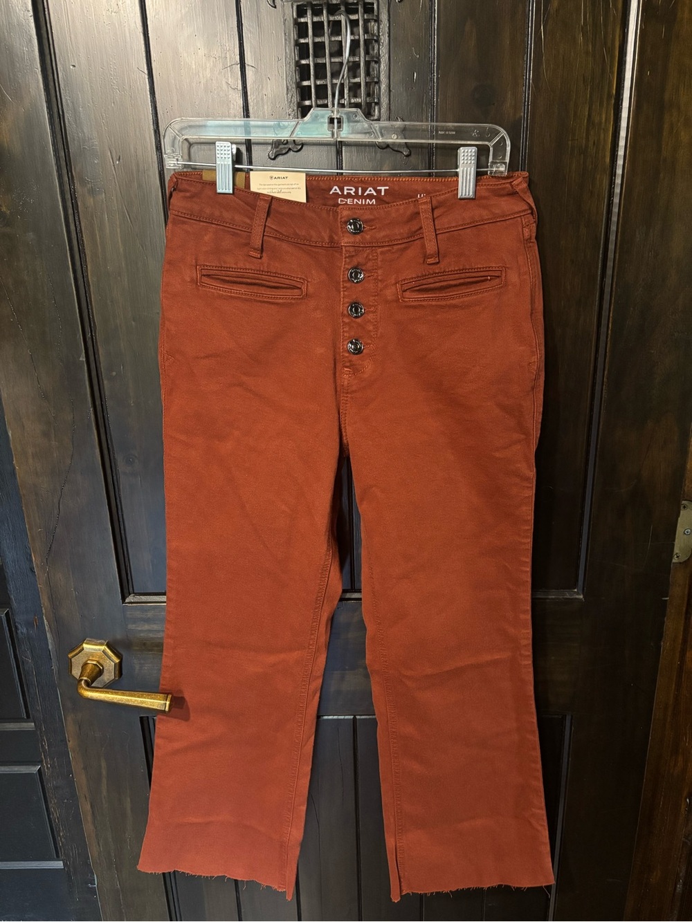 Ariat Women's Rust Flare Cropped Jeans distressed hem size 29 regular